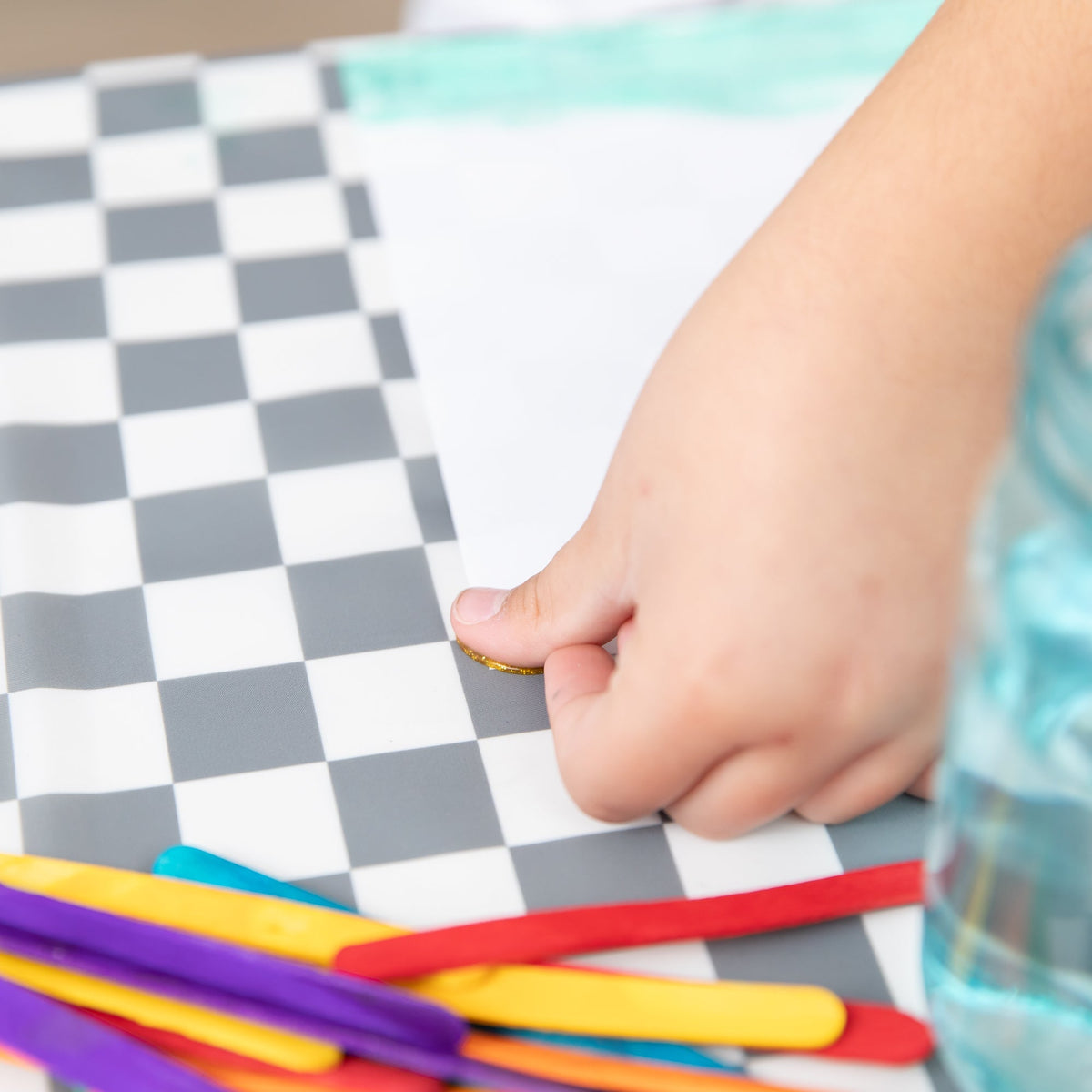 Splat Mat: Charcoal Check | Bumkins