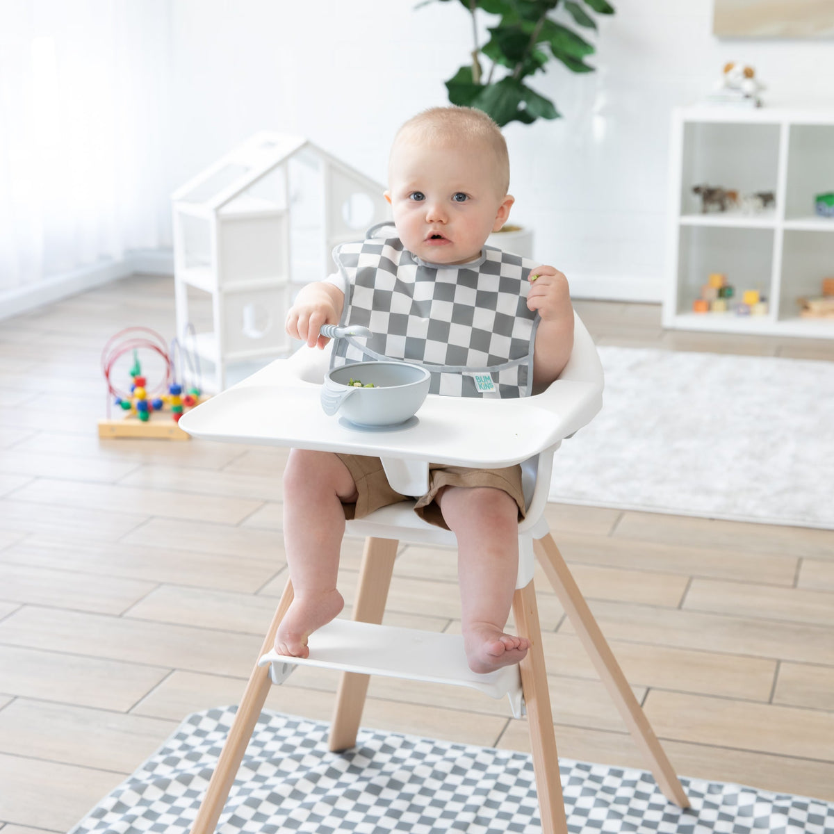 Splat Mat: Charcoal Check | Bumkins