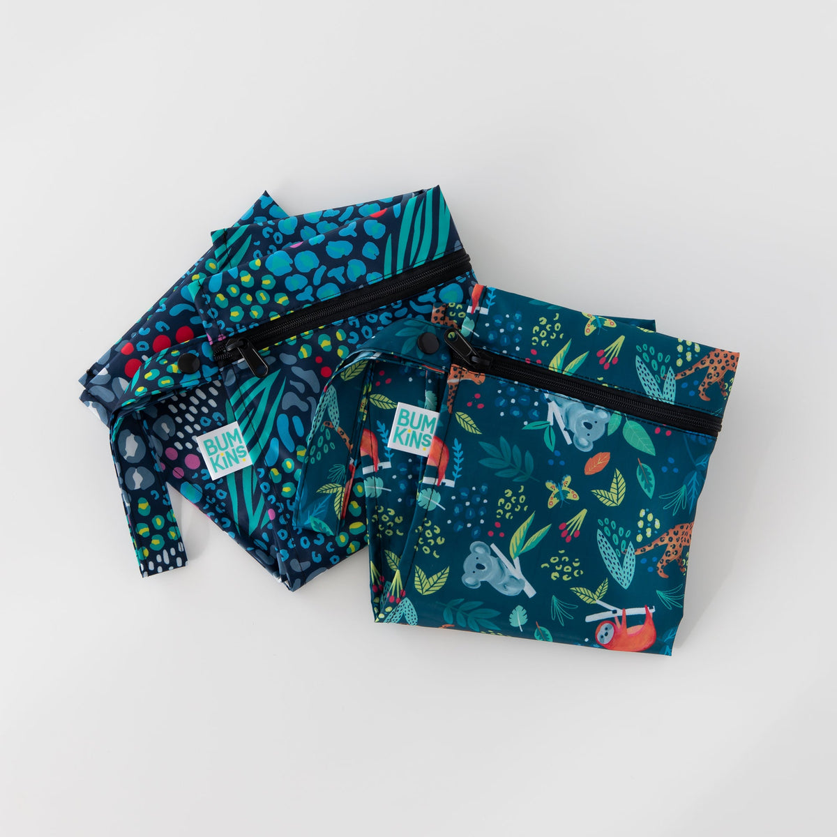 Wet Bag 2 Pack: Jungle + Animal Prints For Diapers, Swim | Bumkins