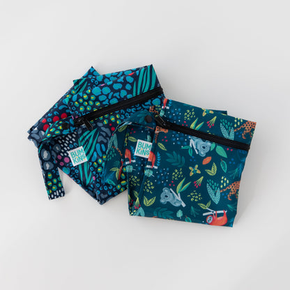 Wet Bag 2 Pack: Jungle + Animal Prints For Diapers, Swim | Bumkins