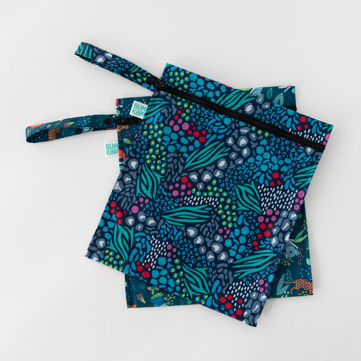Wet Bag 2 Pack: Jungle + Animal Prints For Diapers, Swim | Bumkins