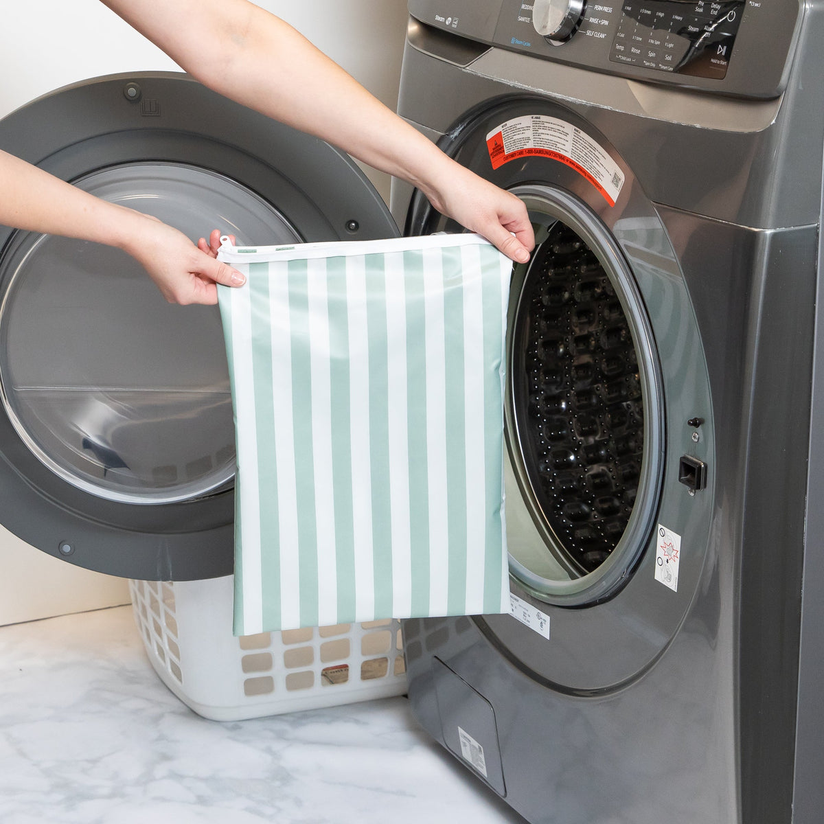 Wet Bag Plus 2 Pack: Green + Gray Stripe | Bumkins