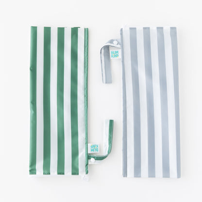 Wet Bag Plus 2 Pack: Green + Gray Stripe | Bumkins