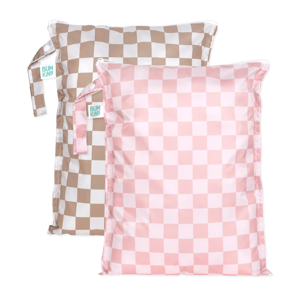 Wet Bag Plus 2 Pack: Mauve + Sand Check | Bumkins