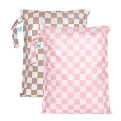 Wet Bag Plus 2 Pack: Mauve + Sand Check | Bumkins