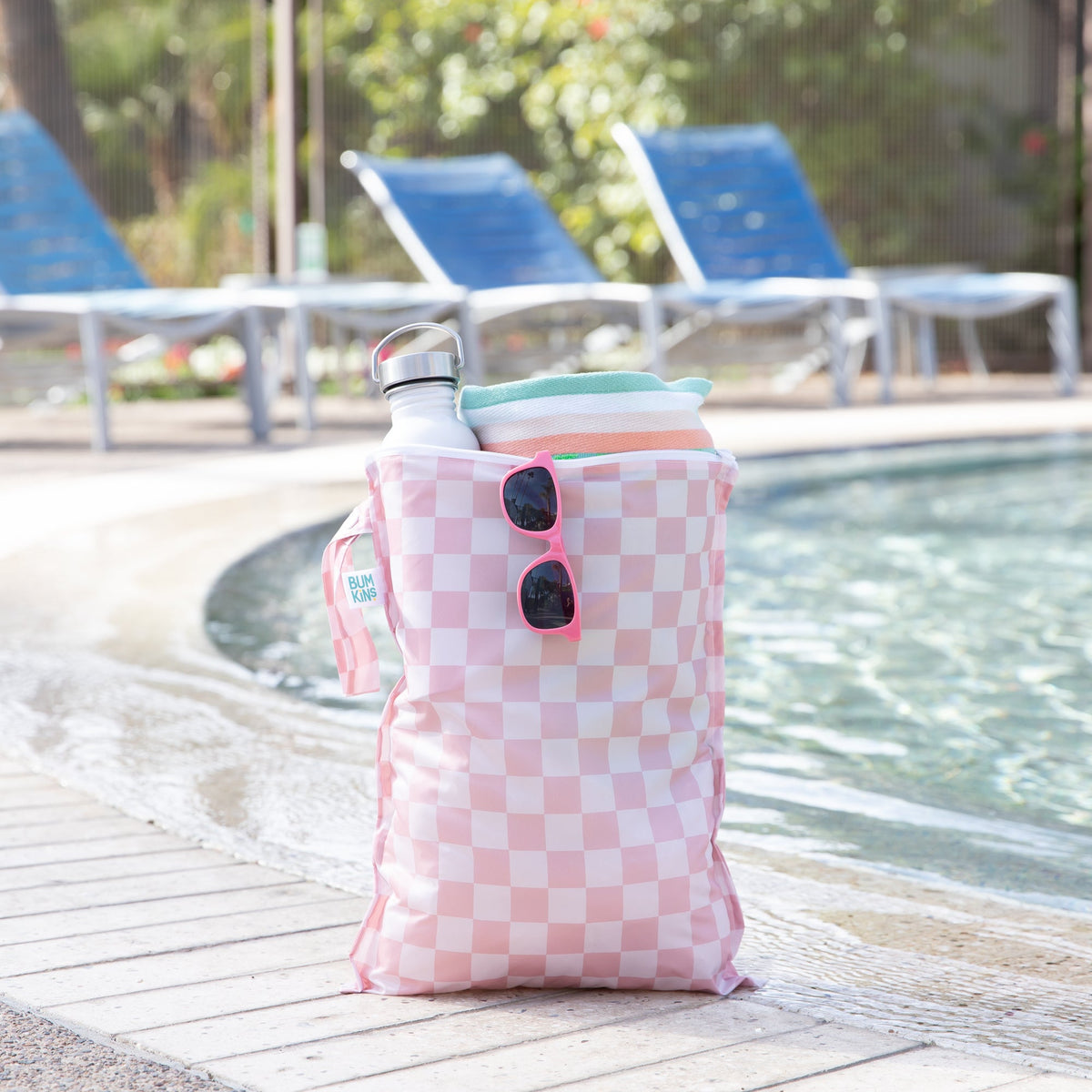 Wet Bag Plus 2 Pack: Mauve + Sand Check | Bumkins