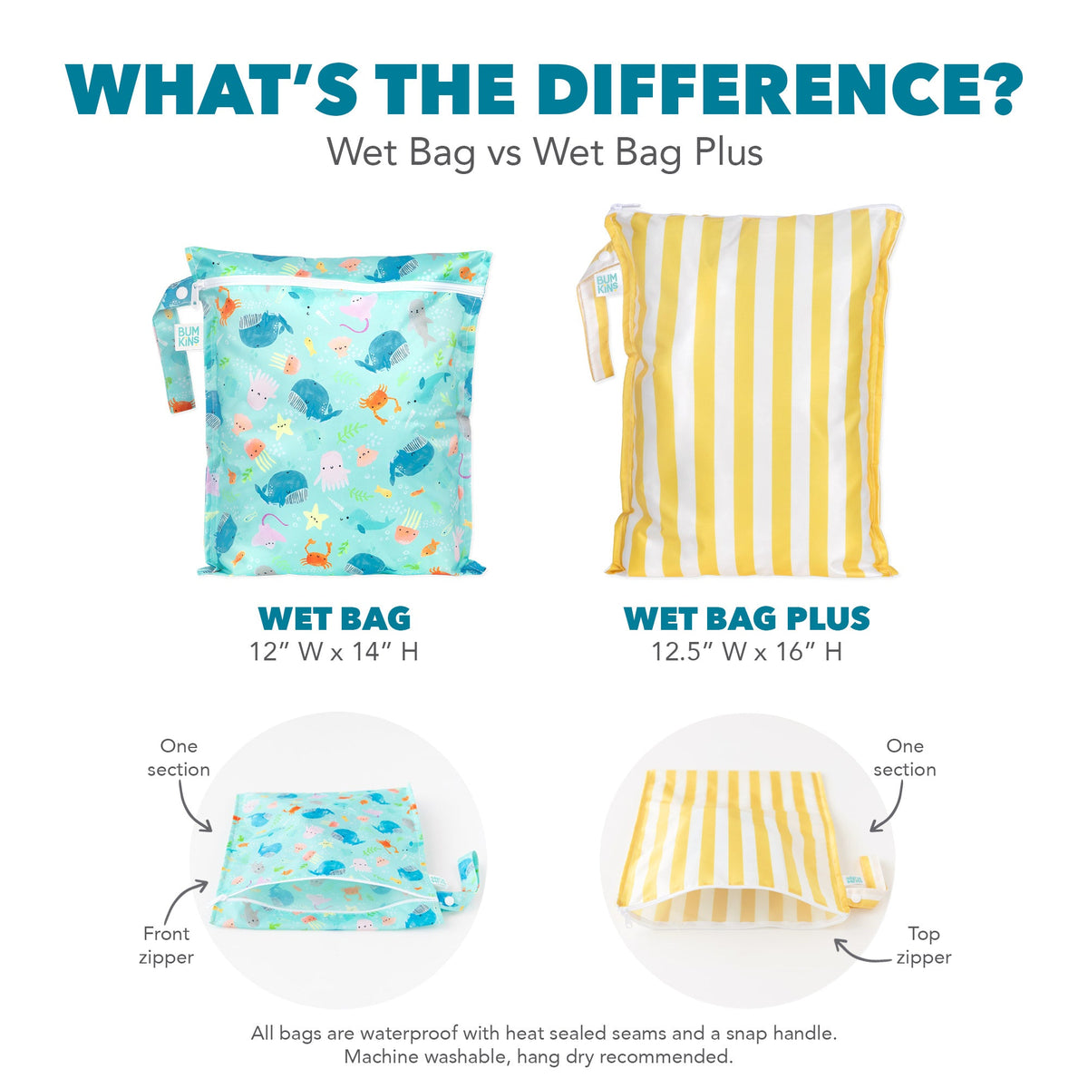 Wet Bag Plus 2 Pack: Mauve + Sand Check | Bumkins