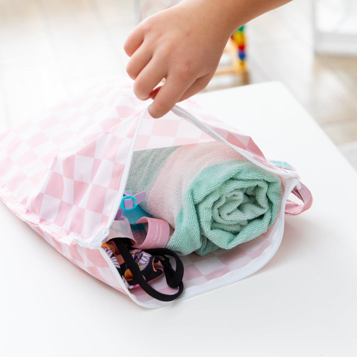 Wet Bag Plus 2 Pack: Mauve + Sand Check | Bumkins