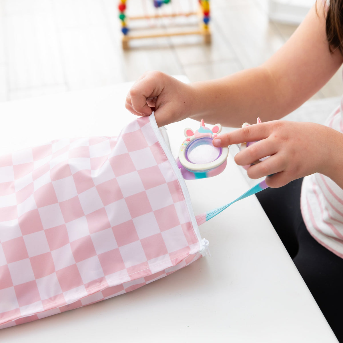 Wet Bag Plus 2 Pack: Mauve + Sand Check | Bumkins