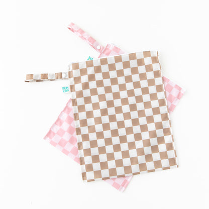 Wet Bag Plus 2 Pack: Mauve + Sand Check | Bumkins