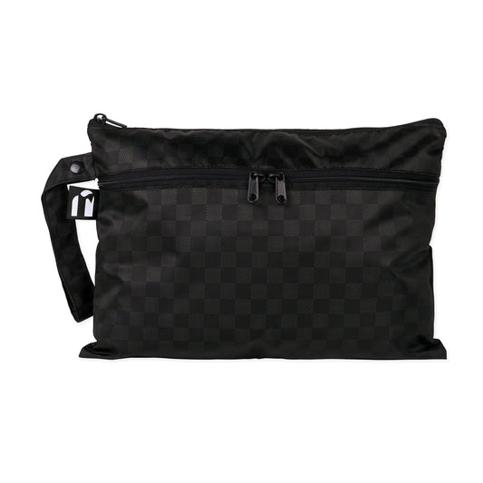 Black Checker Print Wet/Dry Travel Clutch | Waterproof | Bumkins