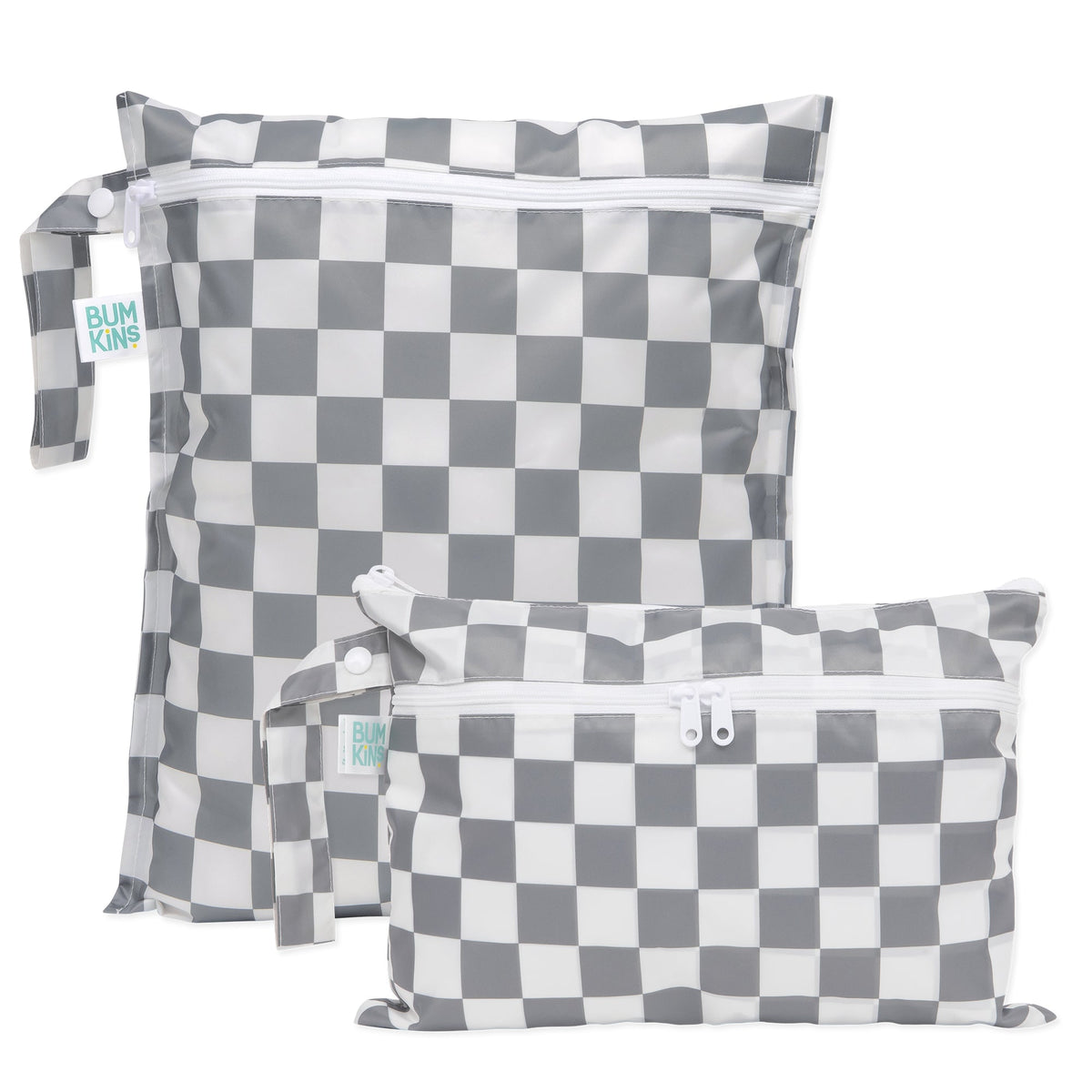 Wet Bag + Wet/Dry Clutch Set: Charcoal Check | Bumkins