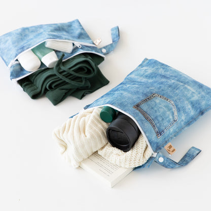 Wet Bag + Wet/Dry Clutch Set: Denim On Denim | Bumkins