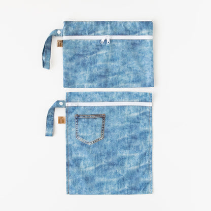 Wet Bag + Wet/Dry Clutch Set: Denim On Denim | Bumkins