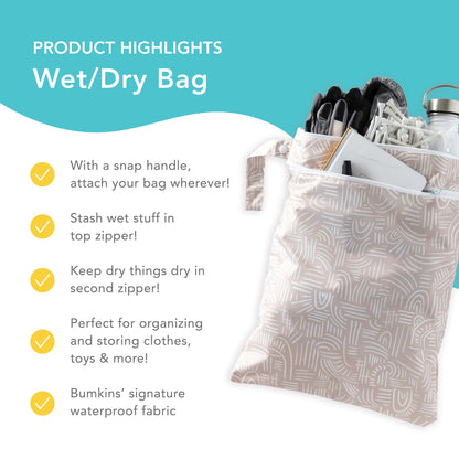 Boho Chic Waterproof Wet/Dry Bag for Travel + Storage, Wander | Bumkins