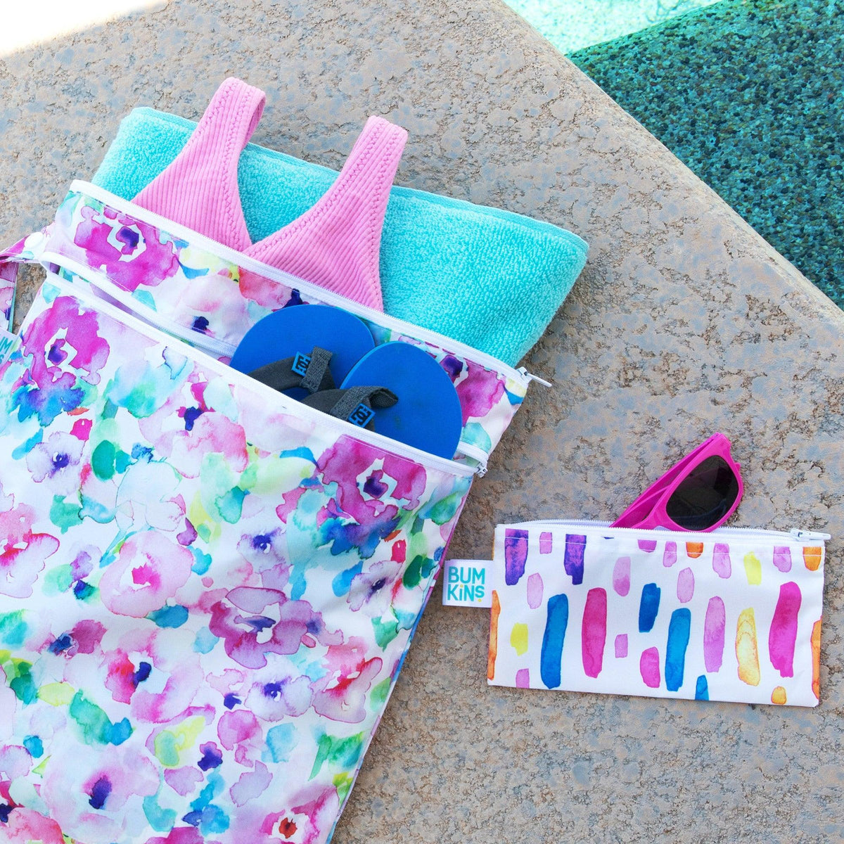 Reusable Wet / Dry Bag, Travel Bag, Waterproof Fabric, Heat Sealed – Watercolors Baby | Bumkins
