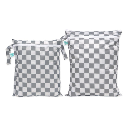 Charcoal Check Wet Bag + Wet/Dry Bag 2-Piece Set | Bumkins