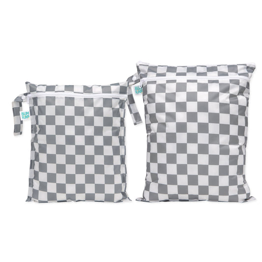 Charcoal Check Wet Bag + Wet/Dry Bag 2-Piece Set | Bumkins