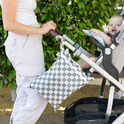 Charcoal Check Wet Bag + Wet/Dry Bag 2-Piece Set | Bumkins