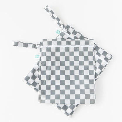 Charcoal Check Wet Bag + Wet/Dry Bag 2-Piece Set | Bumkins