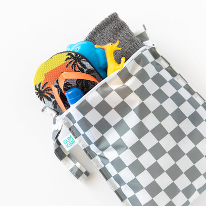 Charcoal Check Wet Bag + Wet/Dry Bag 2-Piece Set | Bumkins