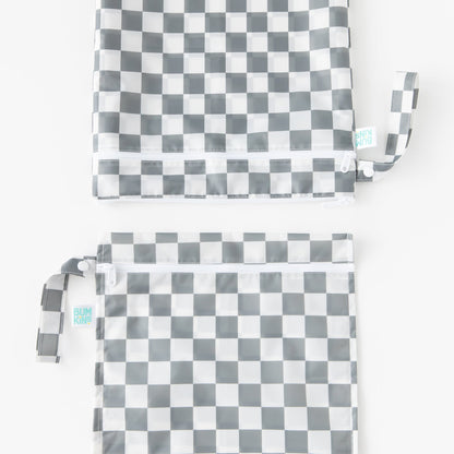 Charcoal Check Wet Bag + Wet/Dry Bag 2-Piece Set | Bumkins