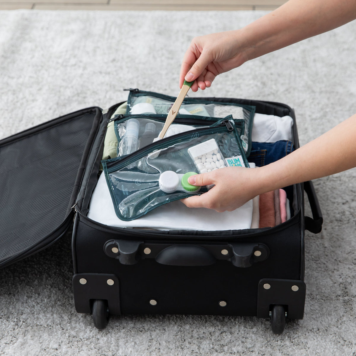 Starry Cactus Clear Travel Bag 3 Pack, TSA-Friendly | Bumkins