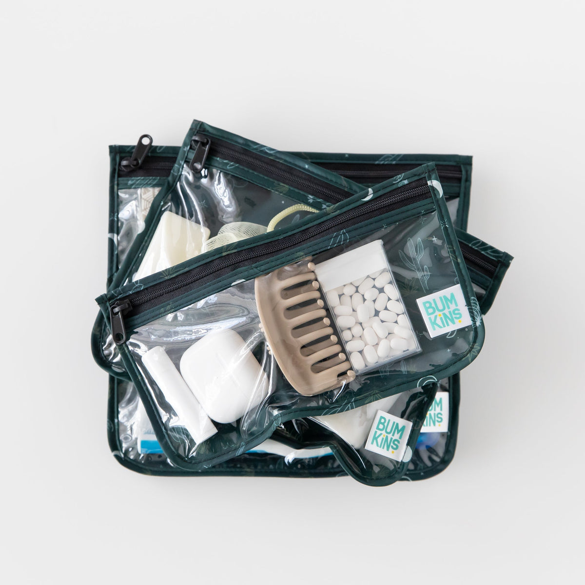 Starry Cactus Clear Travel Bag 3 Pack, TSA-Friendly | Bumkins