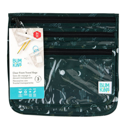 Starry Cactus Clear Travel Bag 3 Pack, TSA-Friendly | Bumkins