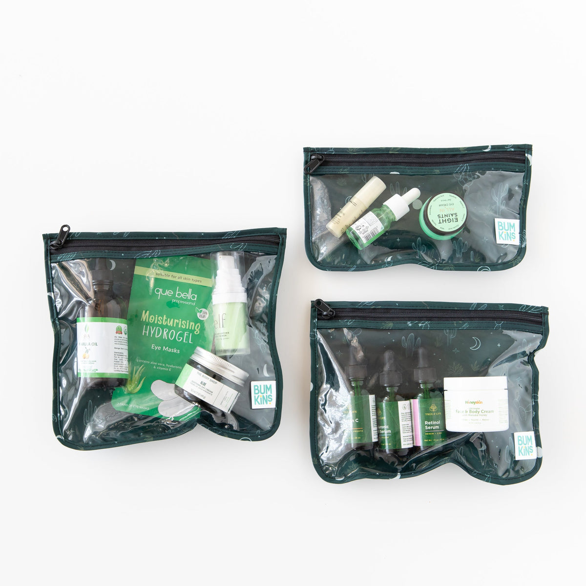 Starry Cactus Clear Travel Bag 3 Pack, TSA-Friendly | Bumkins