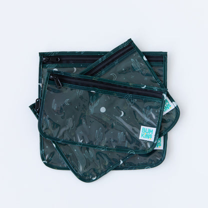 Starry Cactus Clear Travel Bag 3 Pack, TSA-Friendly | Bumkins