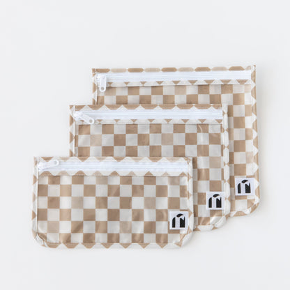 Clear Travel Bag 3 Pack: Sand Check | Bumkins