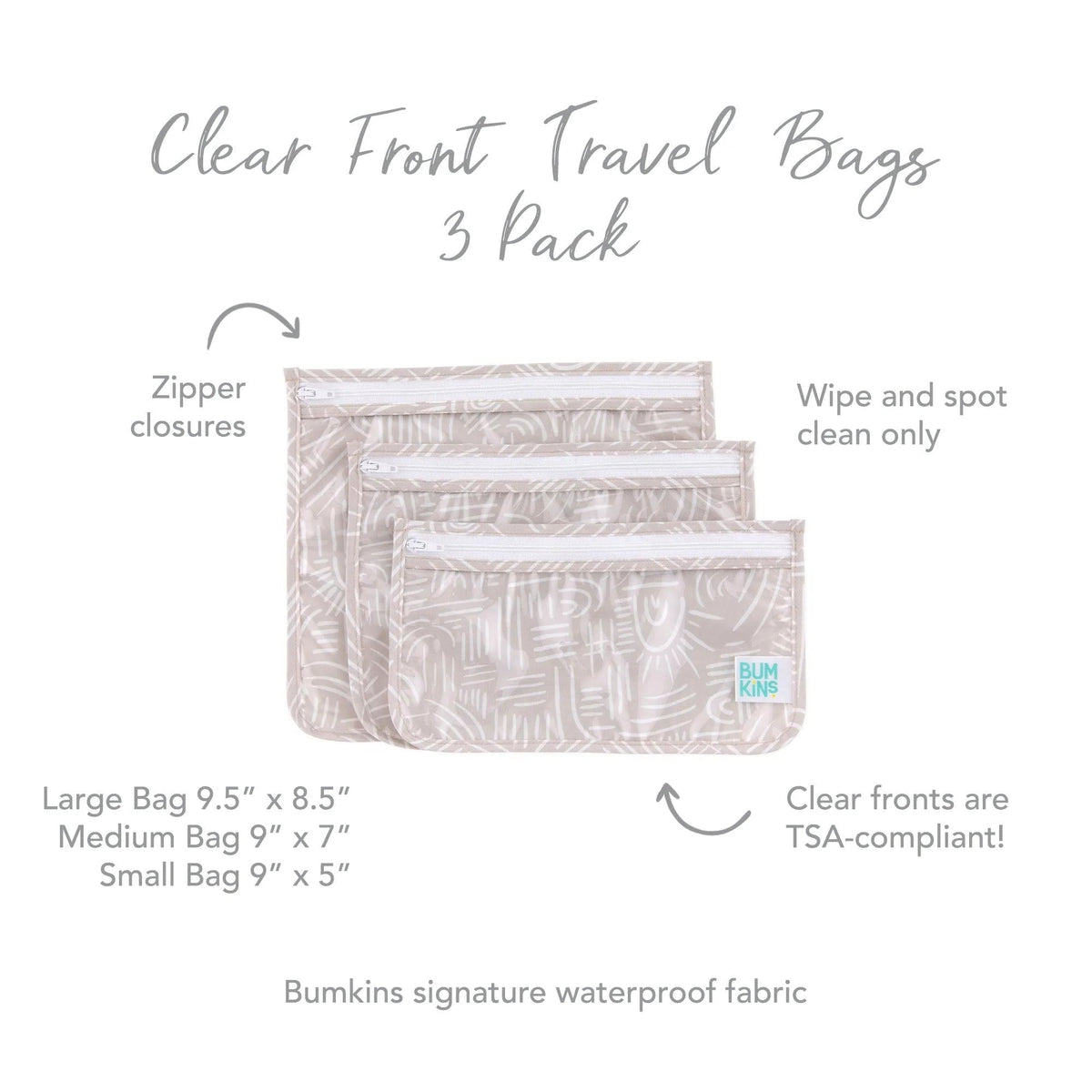 Desert Chic TSA Compliant Clear-sided Boho Travel Bags | Bumkins