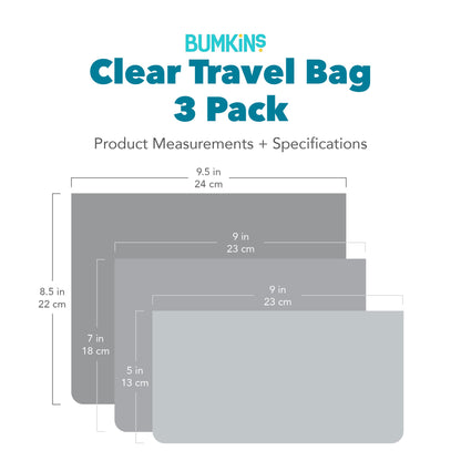 Clear Travel Bag 3 Pack: Rich Black | Bumkins