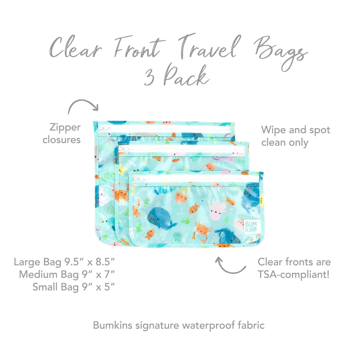 Clear Travel Bags Ft. Adorable Ocean Animals | Bumkins
