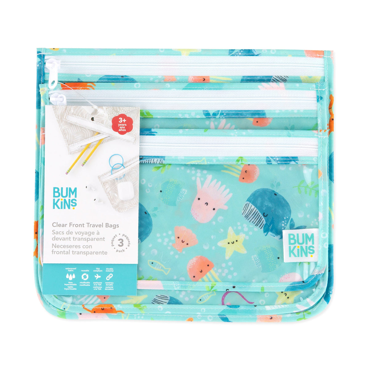Clear Travel Bags Ft. Adorable Ocean Animals | Bumkins