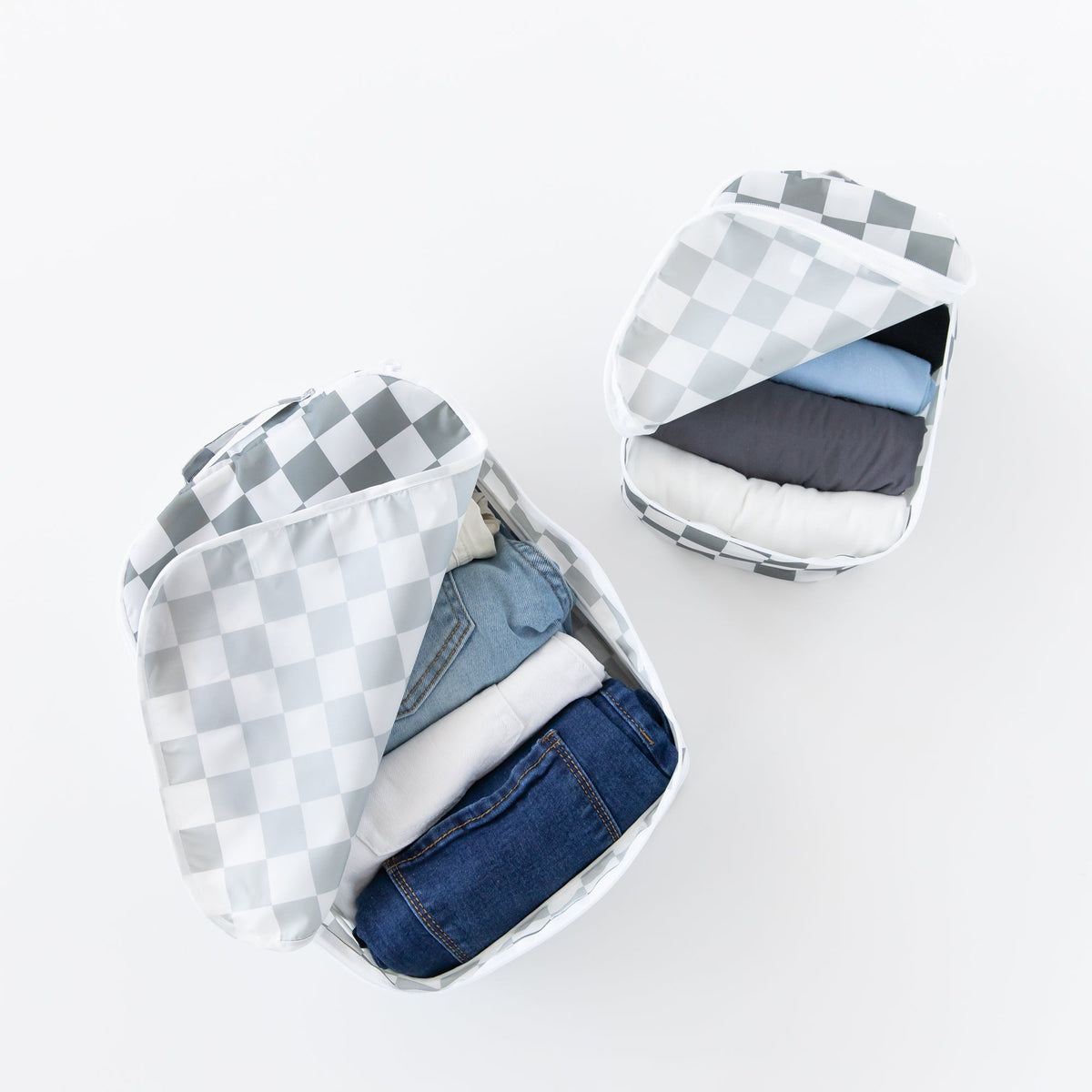 Packing Cube 2 Pack: Charcoal Check | Bumkins