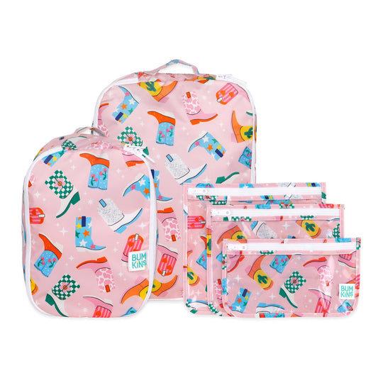 Cowgirl Boots Print Packing Cubes + Travel Bag Set | Bumkins