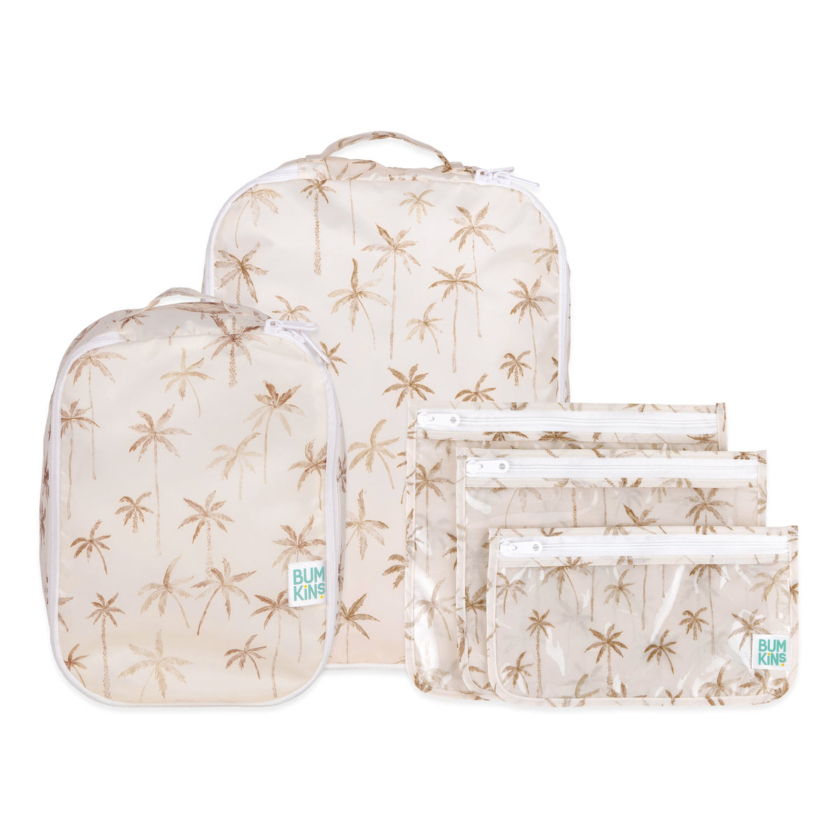Packing Cubes + TSA Travel Bags 5-Piece Set: Palm Daze | Bumkins