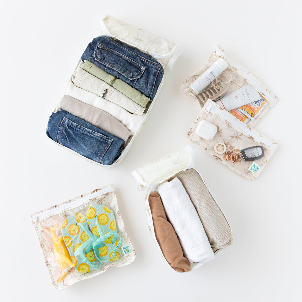Packing Cubes + TSA Travel Bags 5-Piece Set: Palm Daze | Bumkins