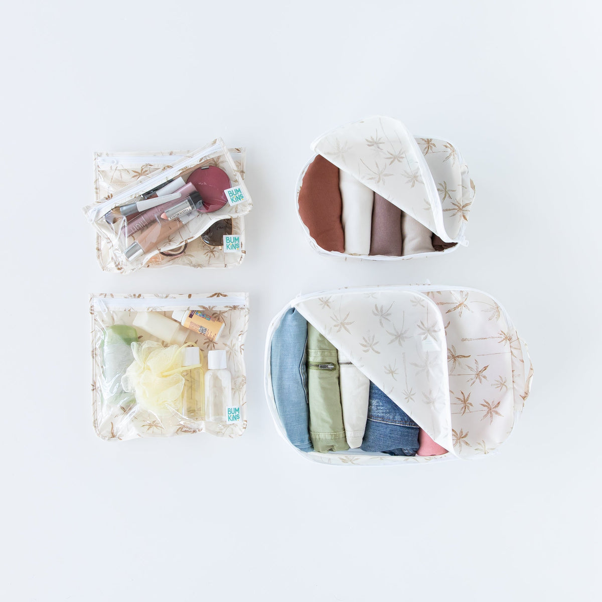 Packing Cubes + TSA Travel Bags 5-Piece Set: Palm Daze | Bumkins