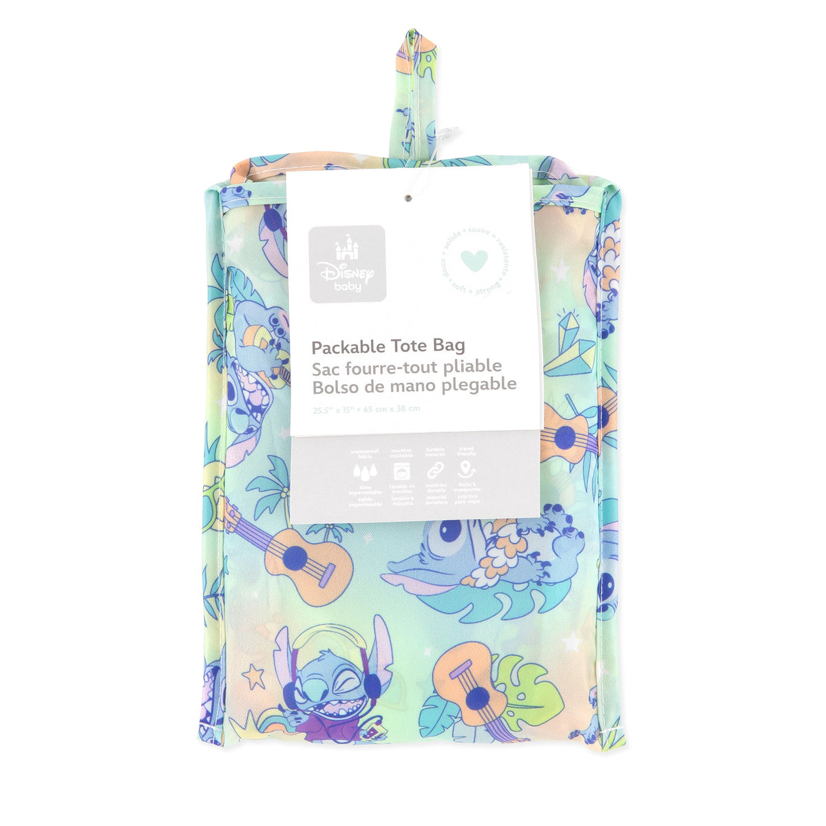 Disney Aloha Stitch Packable Tote Bag | Lightweight & Foldable | Bumkins