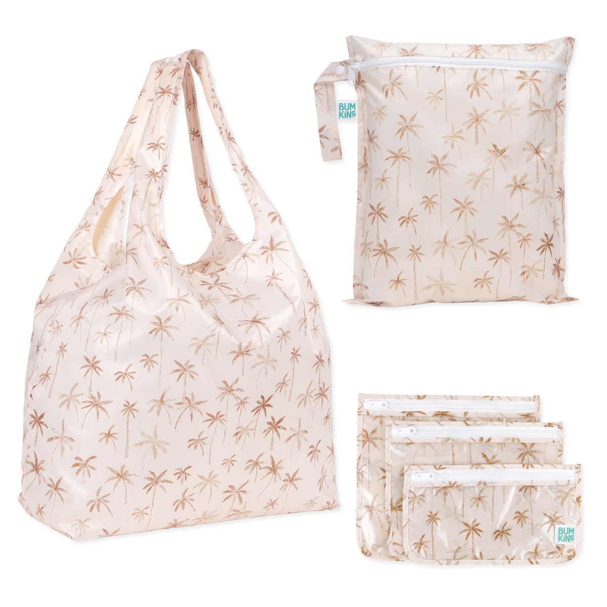 5-Piece Lightweight, Waterproof Packing Set in Palm Print | Bumkins