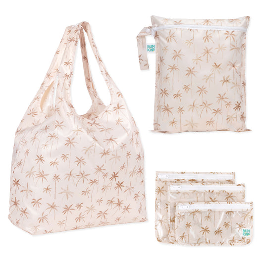 5-Piece Lightweight, Waterproof Packing Set in Palm Print | Bumkins