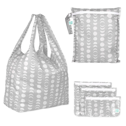5-Piece Waterproof Bag Set for Travel, Lunar Phases Print | Bumkins
