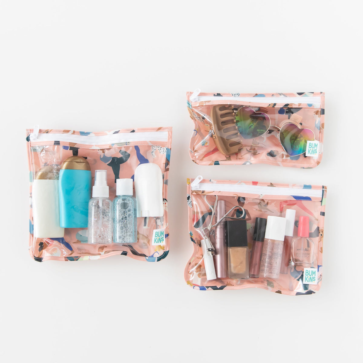 5-Piece Waterproof Travel Bag Set in Yoga Poses Print | Bumkins