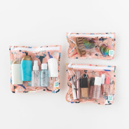5-Piece Waterproof Travel Bag Set in Yoga Poses Print | Bumkins