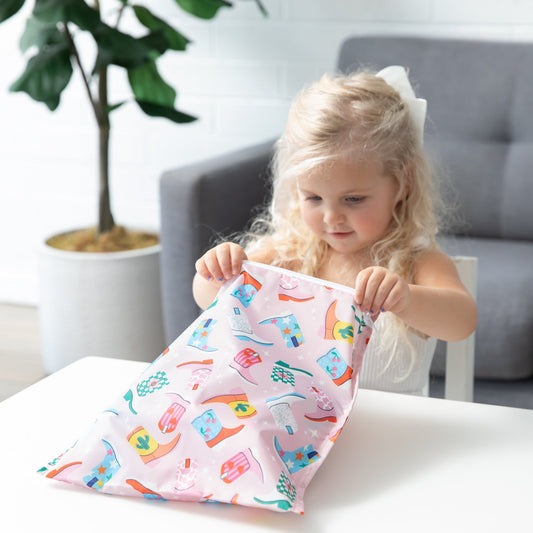 Pink Boots Print Waterproof Bag Set for Travel, 5 Pieces | Bumkins