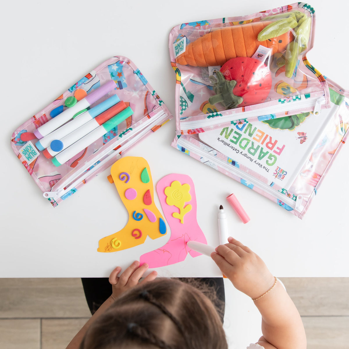 Pink Boots Print Waterproof Bag Set for Travel, 5 Pieces | Bumkins
