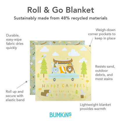 Happy Campers Roll & Go Indoor, Outdoor Camping Blanket | Bumkins